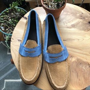 tan& blue Cole Haan air monroe penny loafer sz 11M